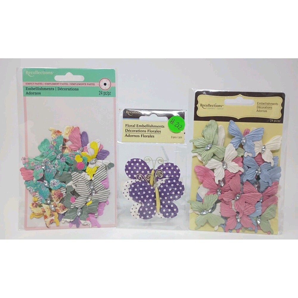 Recollections Simply Pastel 3D Butterflies Scrapbook Non-Adhesive Emb. Lot Of 3